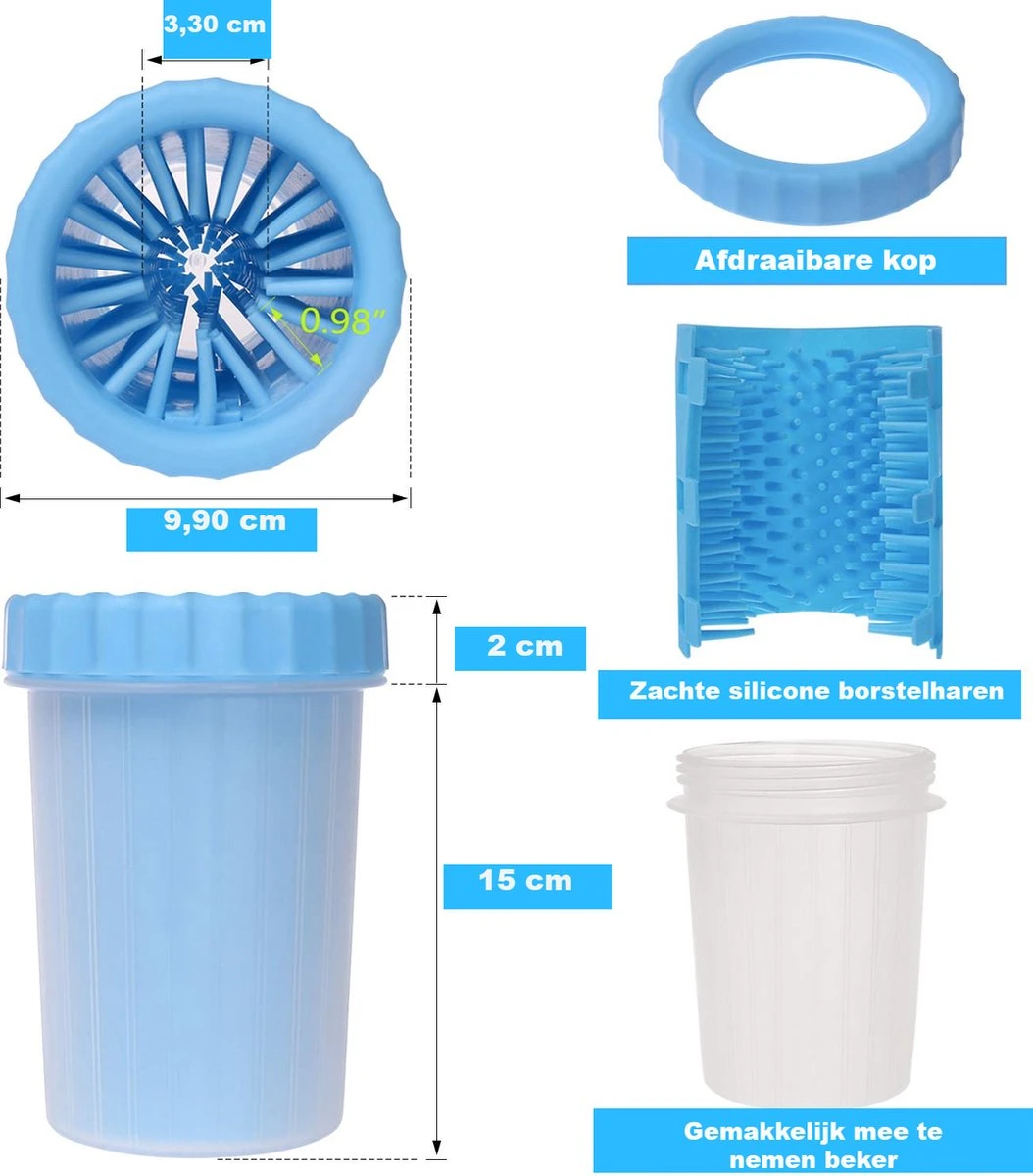 Merkloos Hondenpoot Reiniger - Hondenborstel - Borstel Hond / Kat - Hondenpoten Reiniger - Huisdier Poot Wassen - Borstel - Hondenverzorging - Verzorging Hond - Honden Wassen - Schoonmaak Borstel - Kattenborstel - Afbeelding 4