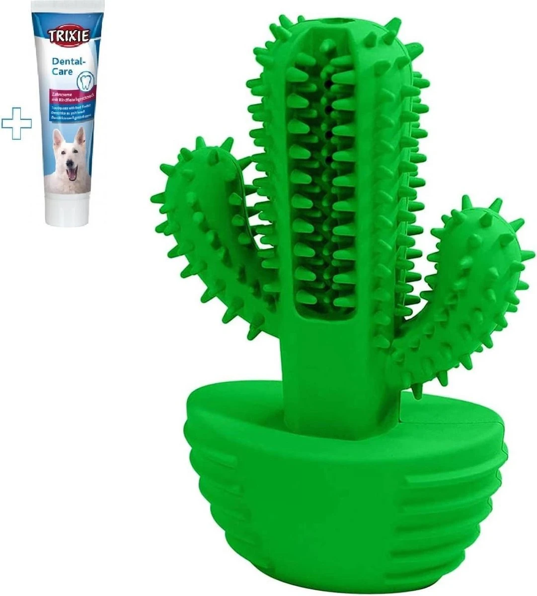 Tandenborstel + TANDPASTA Hond Melk Geur Smaak En Piep Honden Speelgoed - Cactus Dog Toy Tandverzorging Kauwbotten Hondenspeelgoed Hondenbot Kauwstaaf Tanden Puppy Hondenspeeltje Sterk Kauwspeelgoed - Dutchwide