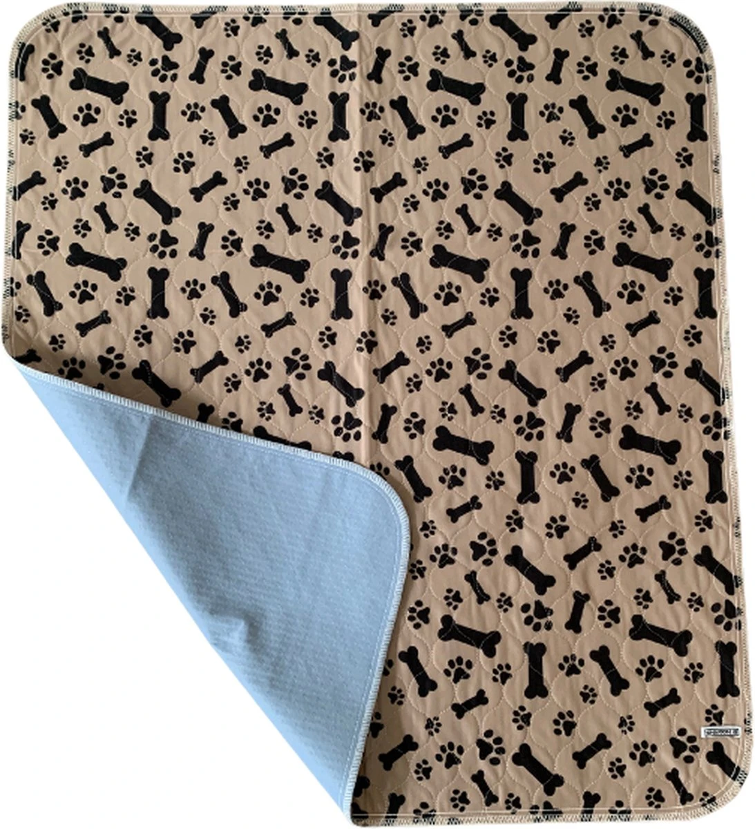Sharon B - Puppy Training Pad - Plasmat - Beige Met Botjesprint - 80x90 Cm - Hondentoilet - Herbruikbaar - Wasbaar - Afbeelding 2