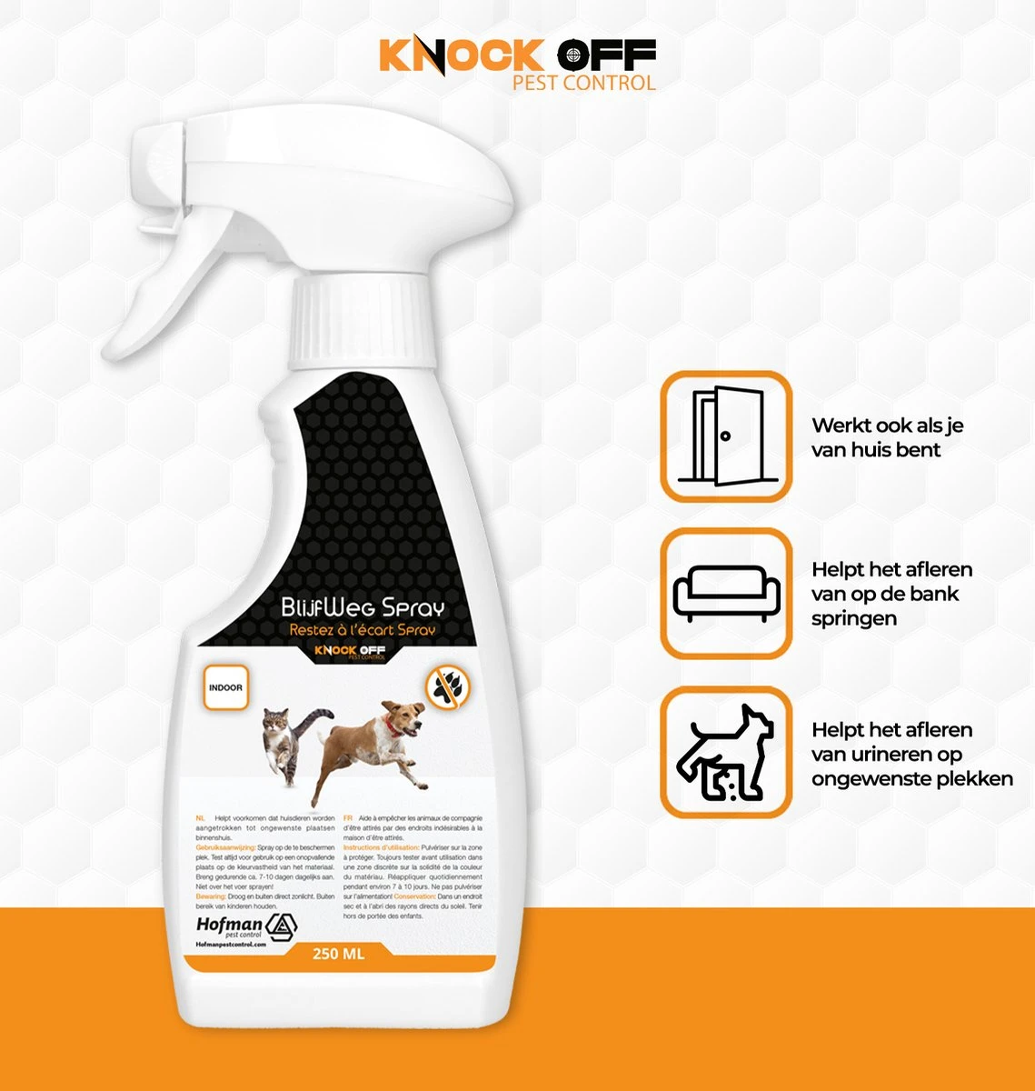 Knock Off BlijfWeg Huisdieren Spray – Voor Binnenshuis Gebruik – Voor Het Trainen Van Huisdieren – Voorkomt Binnenshuis Urineren – Afleren Van Gewoontes Van Je Hond Of Kat – Veilig Voor Mens En Dier - Afbeelding 3