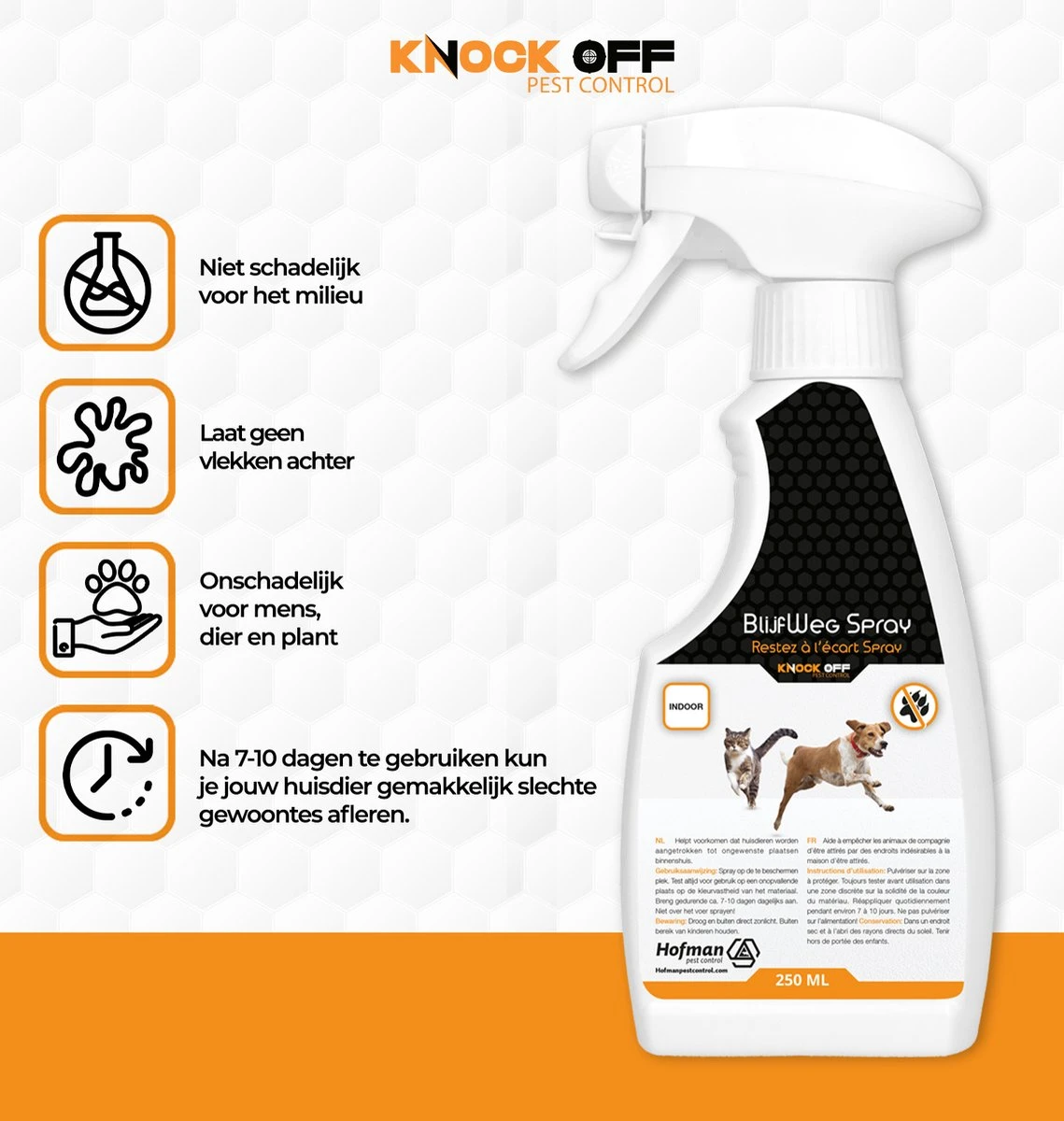 Knock Off BlijfWeg Huisdieren Spray – Voor Binnenshuis Gebruik – Voor Het Trainen Van Huisdieren – Voorkomt Binnenshuis Urineren – Afleren Van Gewoontes Van Je Hond Of Kat – Veilig Voor Mens En Dier - Afbeelding 2