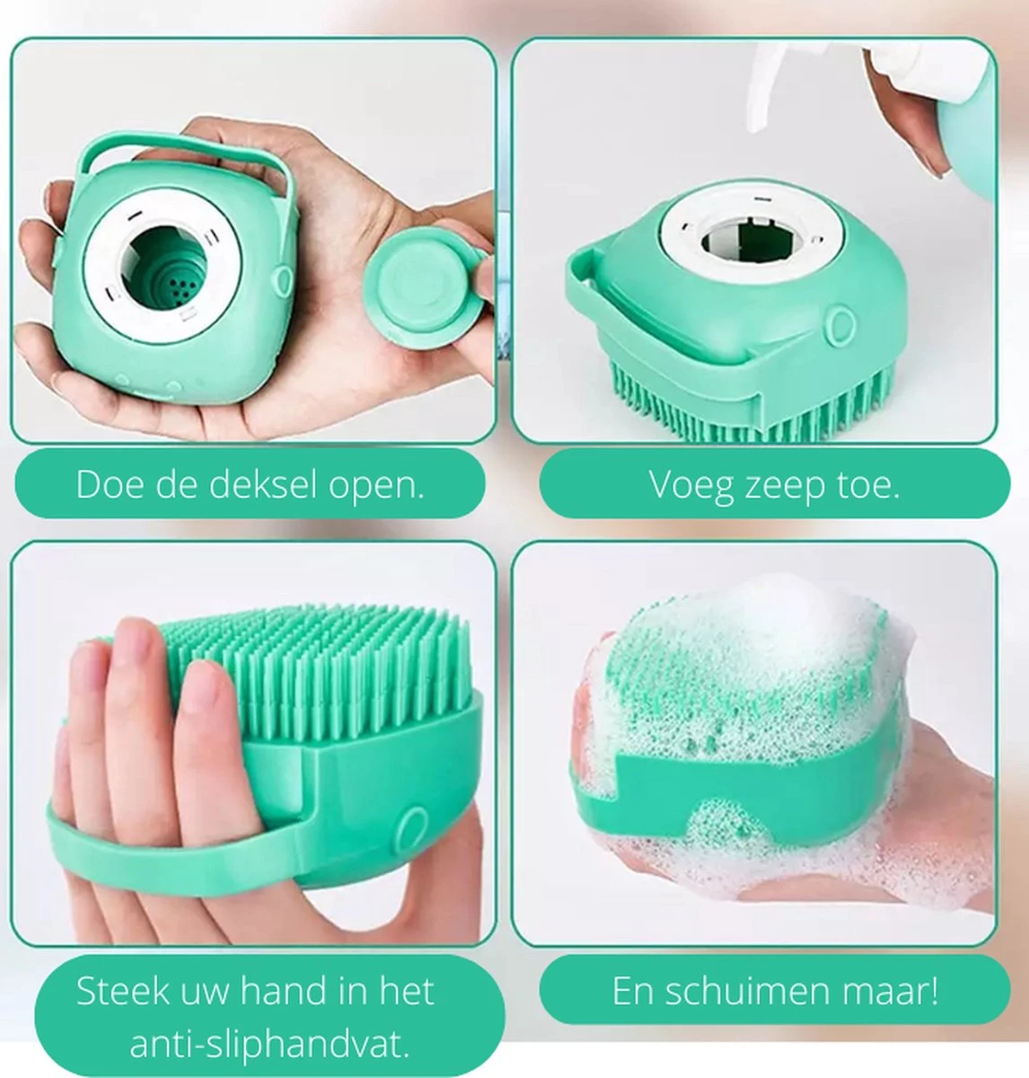 Merkloos Dierenborstel - Douche - Bad - Hond - Kat - Vachtverzorging - Scrubber - Borstel - Afbeelding 4