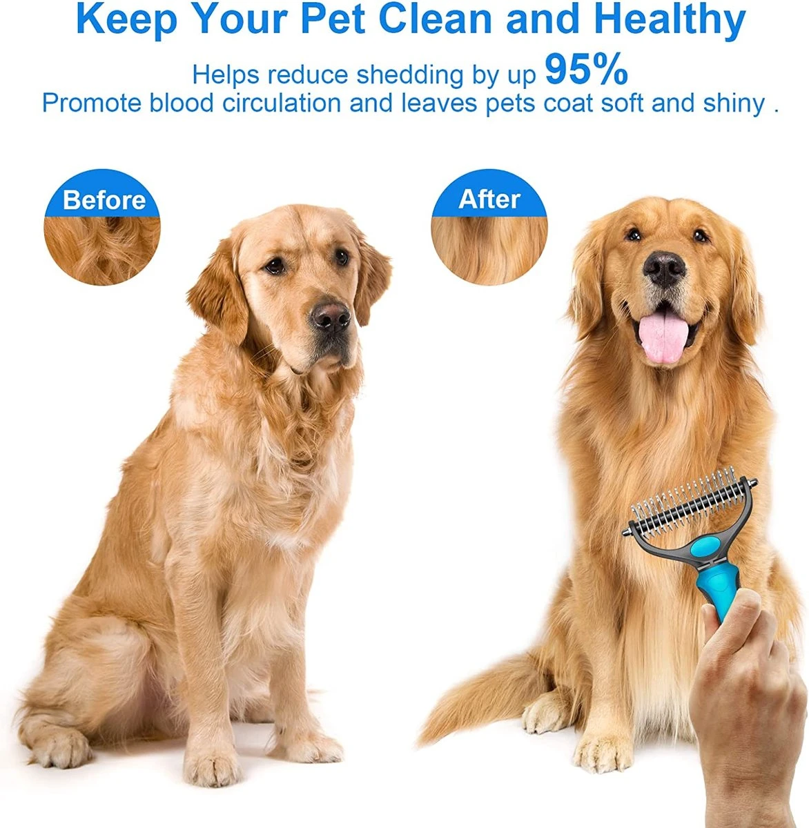 Igoods Professionele 2-Zijdige Ondervacht Kam Voor Hond En Kat - Hondenborstel – Kattenborstel - Afbeelding 4