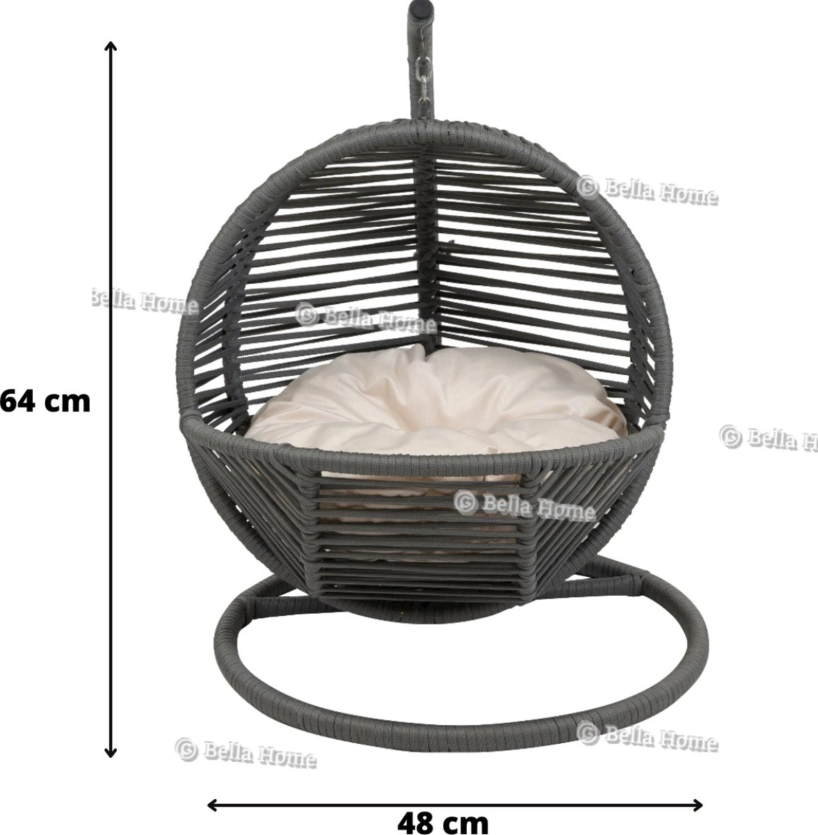 Merkloos Mini Hangstoel Swing Simba Kat / Hond Grijs | Creme Kussen - Afbeelding 3