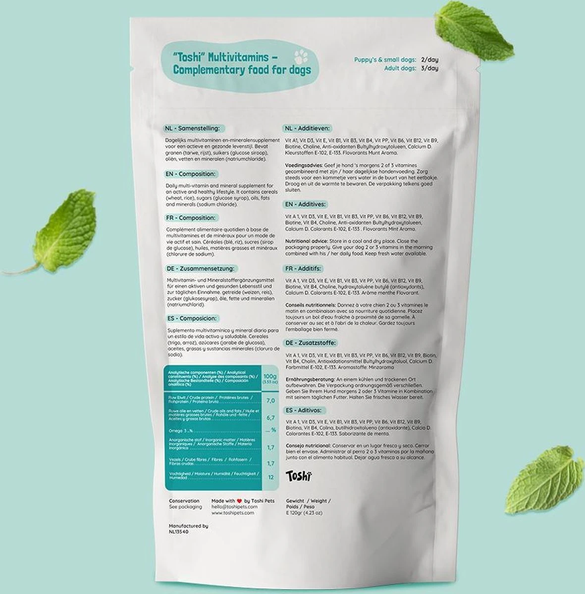 Toshi Multi Vitaminen Met Omega-3 - 100% Natuurlijke Hondensnack Voor Kleine En Grote Honden - Hondenkoekjes Voor Een Gezonde Levensstijl - Afbeelding 3