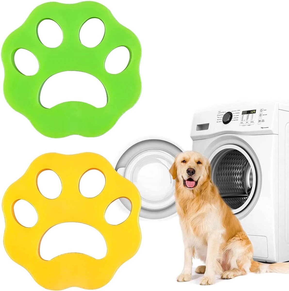Merkloos Haarverwijderaar Wasmachine - 4 STUKS!! - Herbruikbare Honden- En Kattenhaarvanger - Sticky Pet Hair Remover - Pluispootjes - Huisdierhaar Verwijderaar - Groen Of Oranje - Afbeelding 5