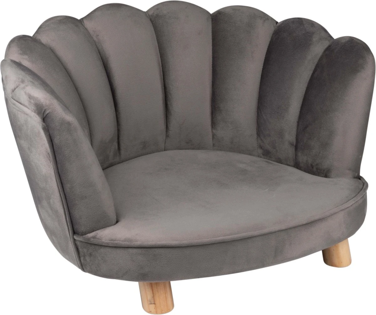 Maxxpro Katten- En Hondenstoel - Grijs - Verhoogd Met Houten Poten - Fluweel Materiaal - 61.5 X 52 X 33 CM - Huisdieren Tot 80 KG - Afbeelding 2