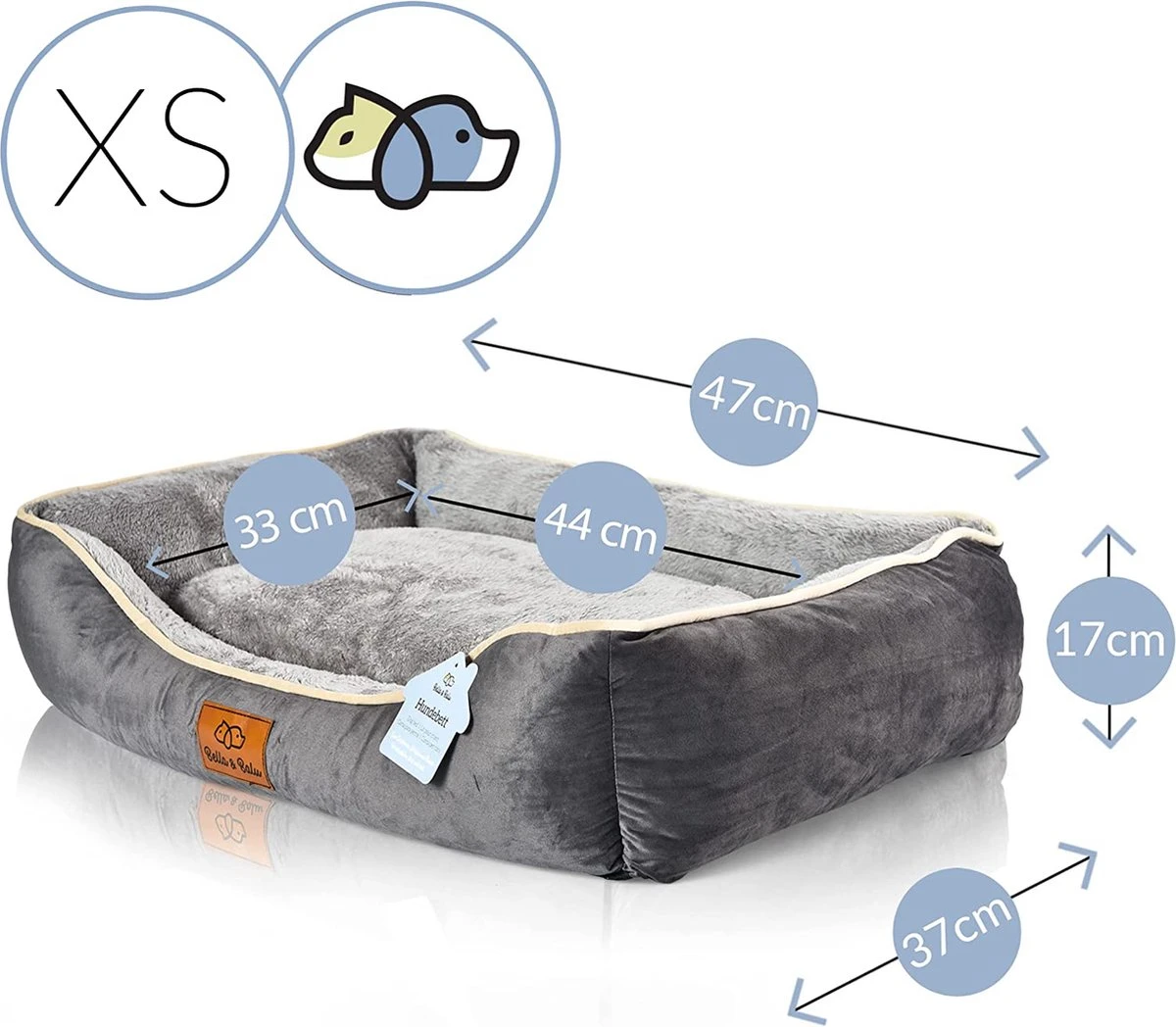 Bella & Balu Hondenbed - Verschillende Maten Voor Kleine, Middelgrote En Grote Honden | XS | Hondenbank Inclusief Verwijderbaar Honden Kussen - Pluizig, Warm, Wasbaar, Gewatteerd - Afbeelding 2