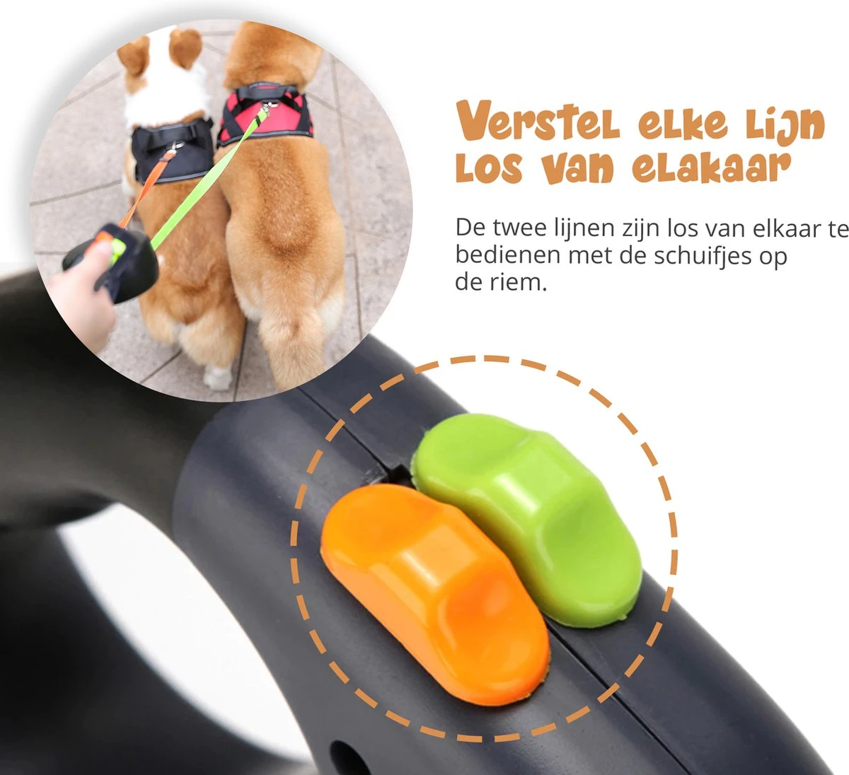 Dubbele Honden Riem – Leiband Hond – Hondenlijn – Looplijn Hond – 2 Honden – 3 Meter – Tot 12kg Per Hond – Reflecterende Lijnen – Met Zaklamp – 360° Draaien – Verstelbaar - Zwart - Afbeelding 3