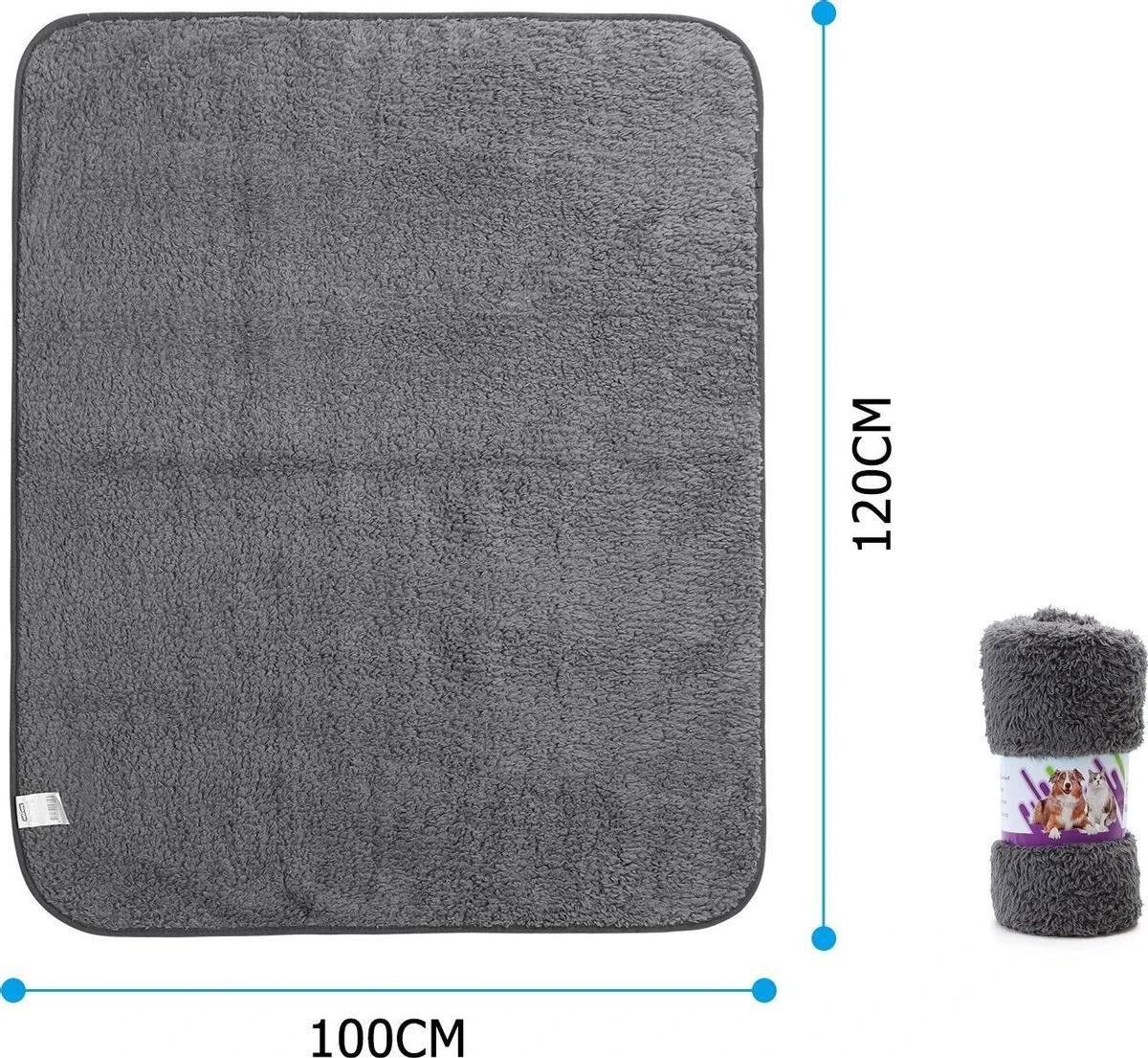 Nobleza 40UWK Hondendeken - Dierenmat - Benchkleed - 120x100cm - Grijs - Afbeelding 2