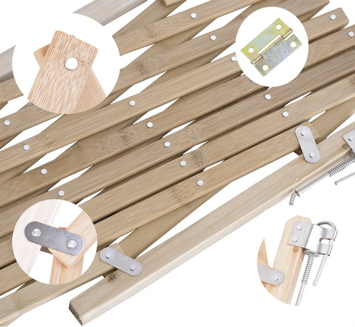 Houten Traphekje Harmonica | Traphekje Hond & Huisdieren | Extra Stevig | Inklapbaar | Met Klembevestiging | Deurhek Accordeon | Deurhekje | Hondenhek | Huisdier Hekje | Traphekje Houten - Afbeelding 4