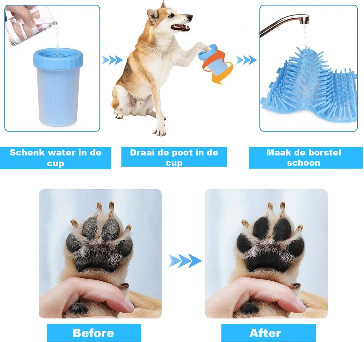 Merkloos Hondenpoot Reiniger - Hondenborstel - Borstel Hond / Kat - Hondenpoten Reiniger - Huisdier Poot Wassen - Borstel - Hondenverzorging - Verzorging Hond - Honden Wassen - Schoonmaak Borstel - Kattenborstel - Afbeelding 2