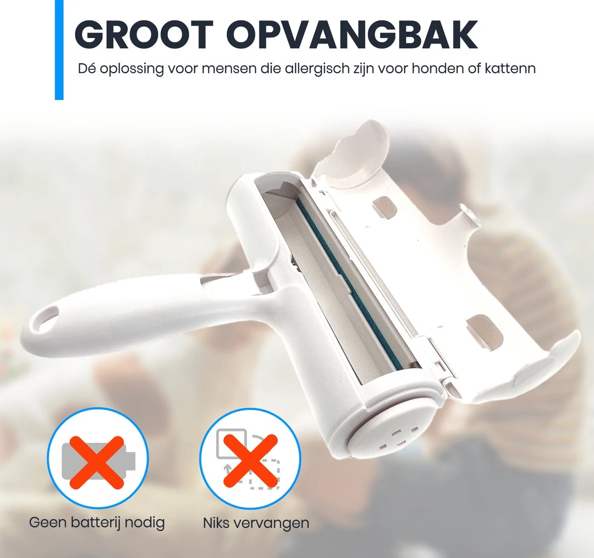 Luxgoods Huisdierhaar Verwijderaar - Blauw - Kunststof- Huisdierhaar Verwijderaar - Hondenhaar - Pluizenborstel - Afbeelding 2