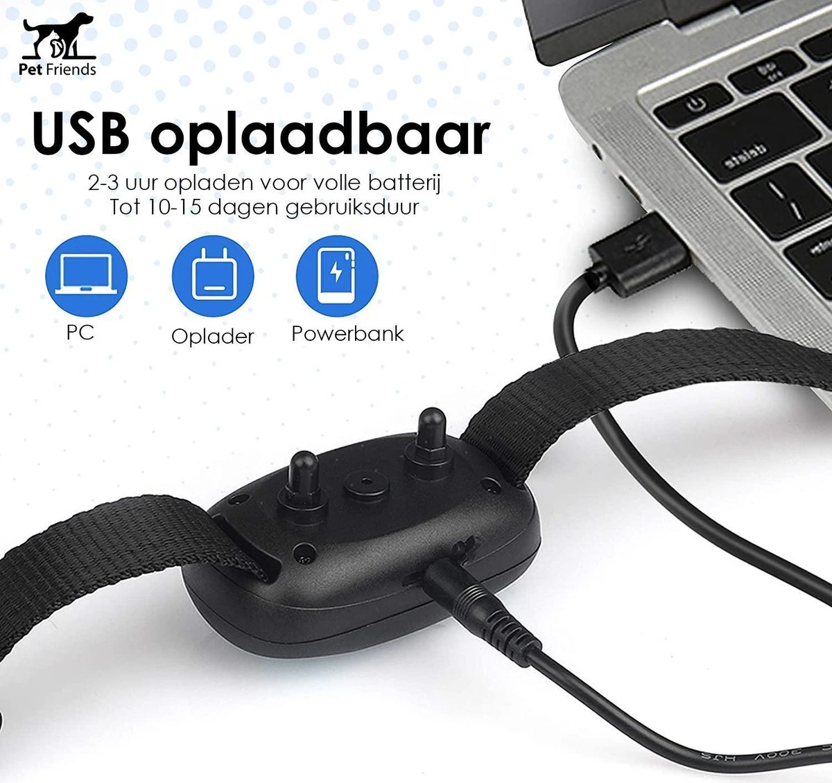 PetFriends Anti Blafband Zonder Schok - Gratis Hondenfluit - USB Oplaadbaar - Anti Blaf Apparaat - Opvoedingshalsband - Voor Grote En Kleine Honden - Afbeelding 6