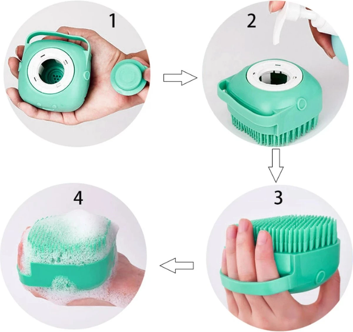 Merkloos Siliconenborstel - Massage Borstel - Silicone Massage Brush - Shampoo Borstel – Lichaamsverzorging - Scrubborstel - Badborstel - Huisdieren - Hond/Kat - Afbeelding 2