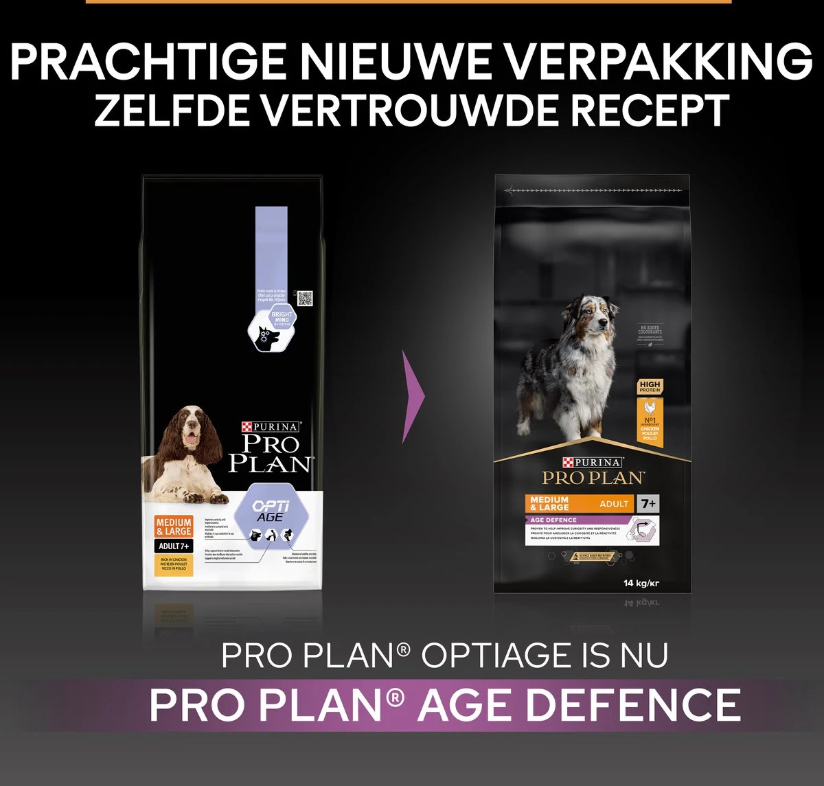 Pro Plan Medium & Large Adult 7+ (Senior) Age Defence - Honden Droogvoer- Kip - 14 Kg - Afbeelding 3