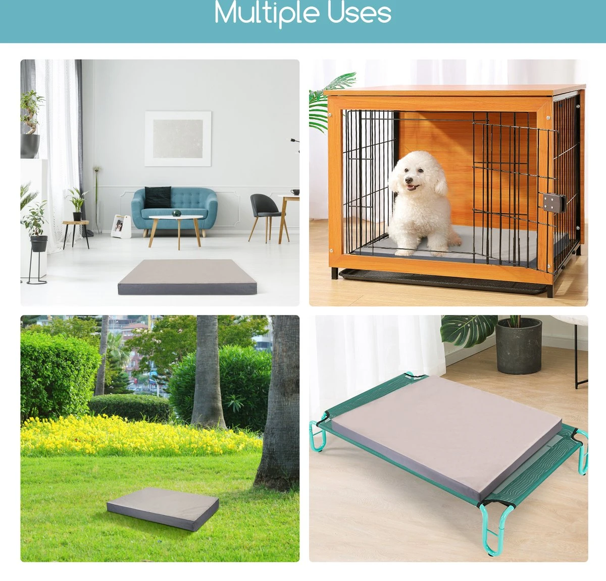 Nobleza Orthopedische Hondenkussen Wasbaar - Hondenbed - Maat L: 90 X 70 X 8 Cm - Grijs - Afbeelding 8