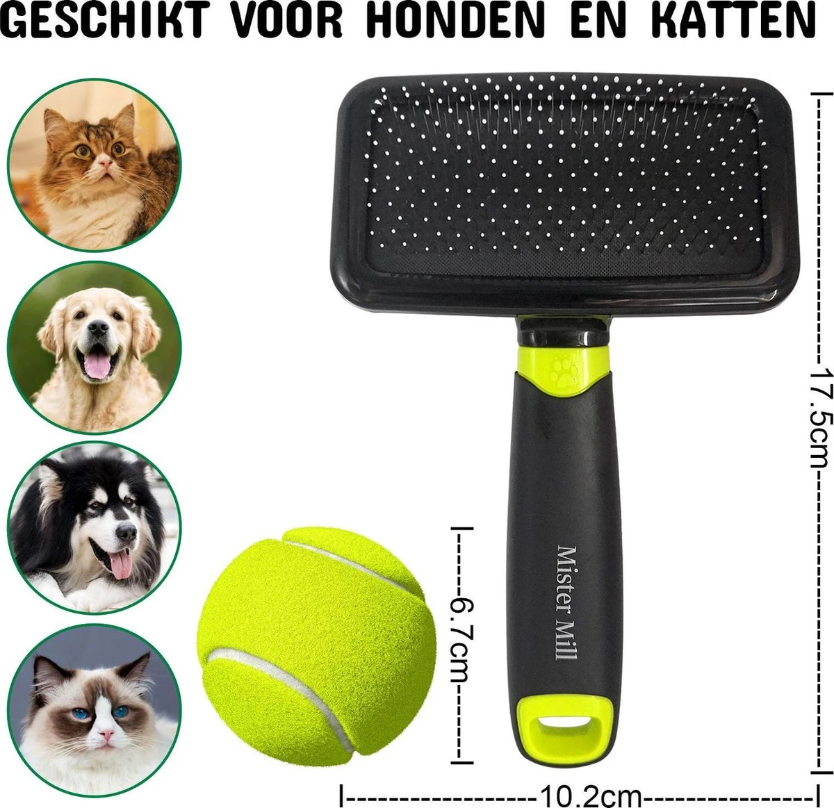 Mister Mill Professionele Set Honden Kattenborstel - Ondervachtkam Plus Slickerborstel - Afbeelding 8