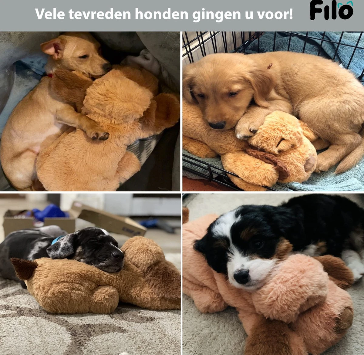 Filo Hondenknuffel Met Hartslag En Warmtebron - Hartslagknuffel Hondenspeelgoed Snuggle Puppy - Knuffel Met Hartslag - Heartbeat Knuffel Hond - Afbeelding 5