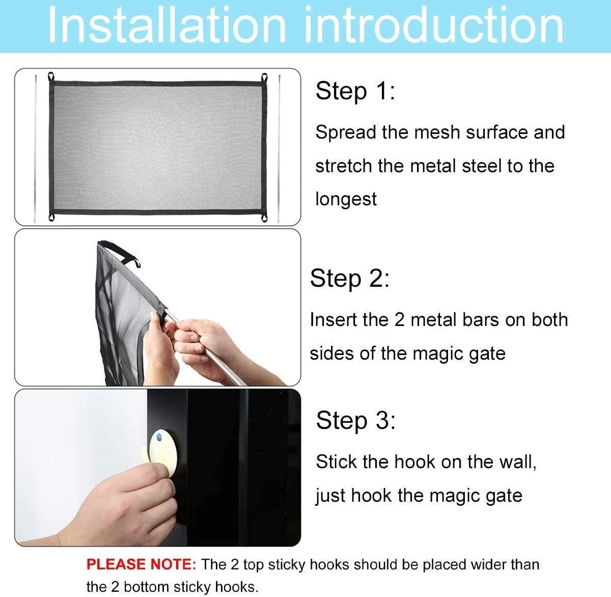 Merkloos ACE Pets – Oprolbaar Hondenrek Voor Binnen - Traphekje Hond Zonder Boren - Veiligheidshek Deurhekje - 180 X 72 Cm - Zwart - Afbeelding 8