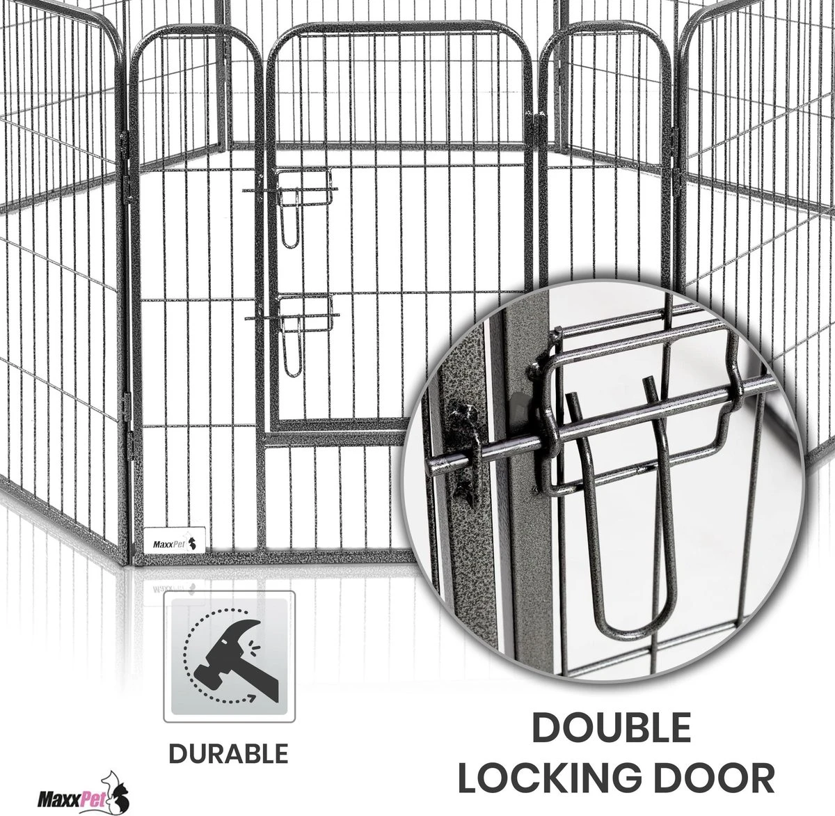 MaxxPet Puppyren - Hondenbench - Hondenren- Puppyren Met 8 Kennelpanelen - Staal -80 X 80 Cm Ø 210 Cm - Afbeelding 7