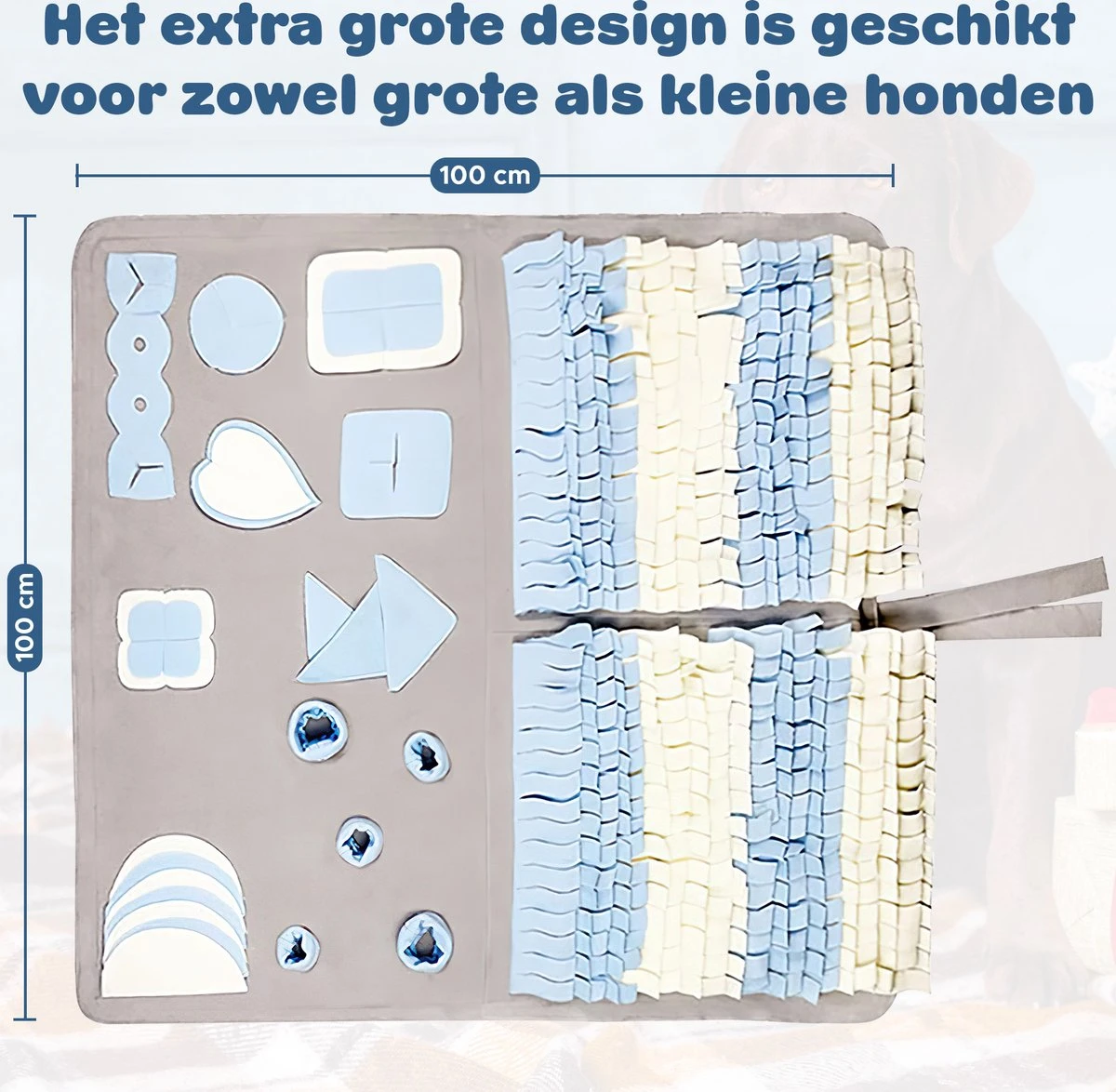 Snuffelmat Hond - Likmat Hond - Honden Speelgoed Intelligentie - Anti Schrokbak Hond - Honden Speeltjes - 100cmx100cm - Afbeelding 8