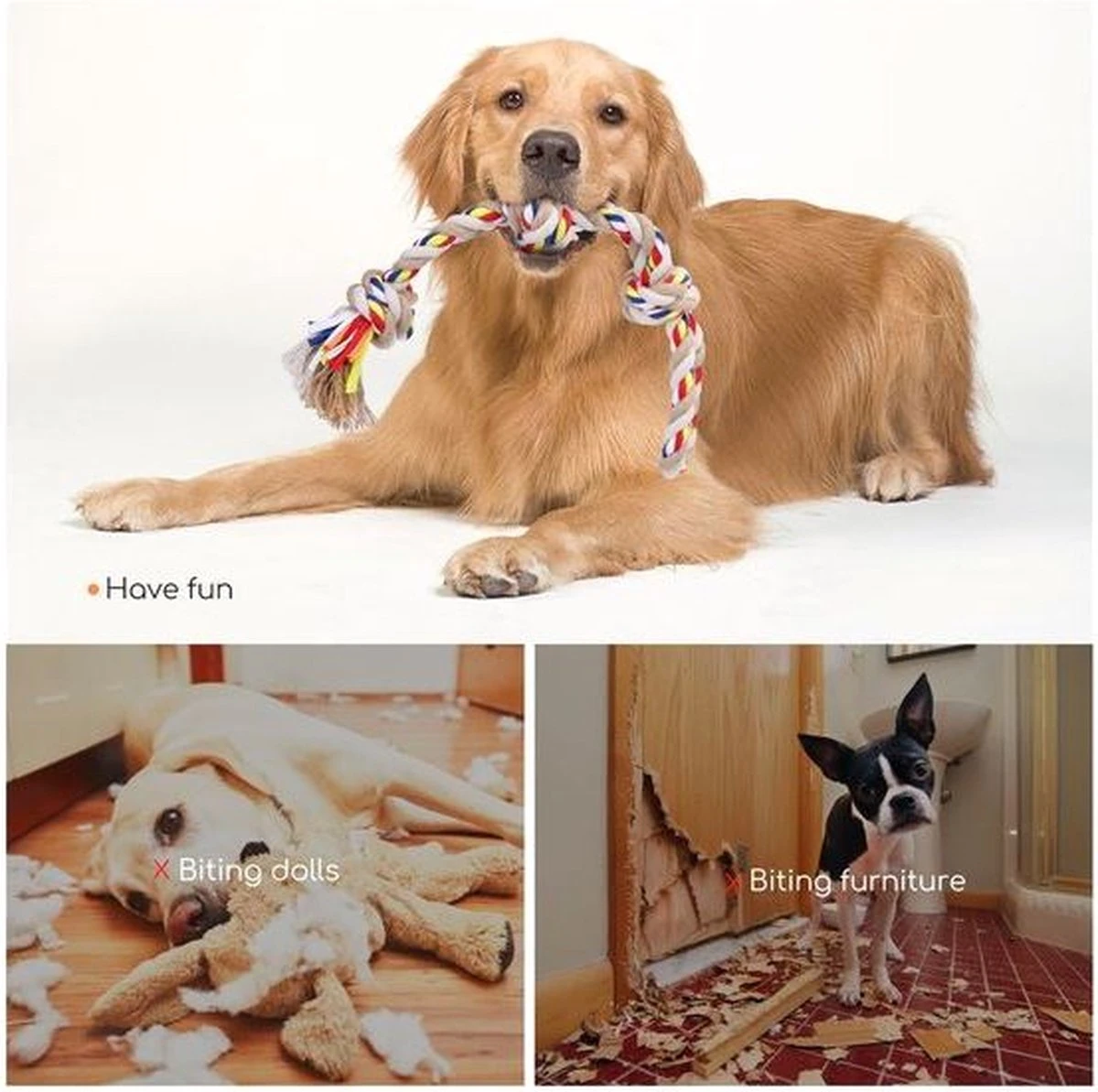 Nobleza Hondentouw - Speeltouw Hond - Flostouw Hond - Trektouw Hond - Lang - Geknoopt - Afbeelding 6