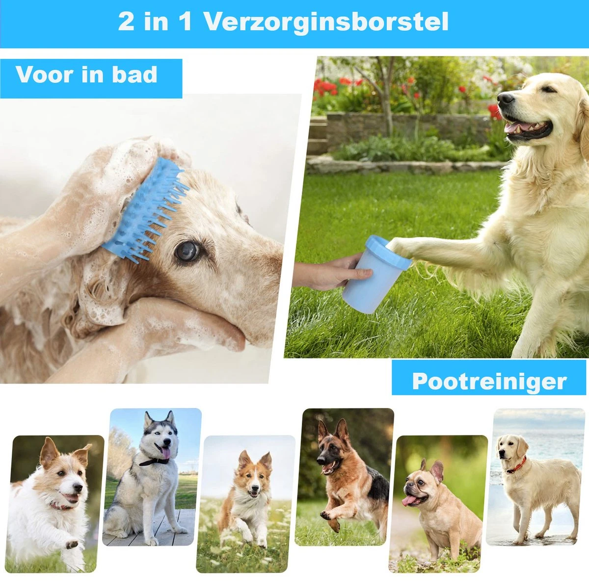 Merkloos Hondenpoot Reiniger - Hondenborstel - Borstel Hond / Kat - Hondenpoten Reiniger - Huisdier Poot Wassen - Borstel - Hondenverzorging - Verzorging Hond - Honden Wassen - Schoonmaak Borstel - Kattenborstel - Afbeelding 5