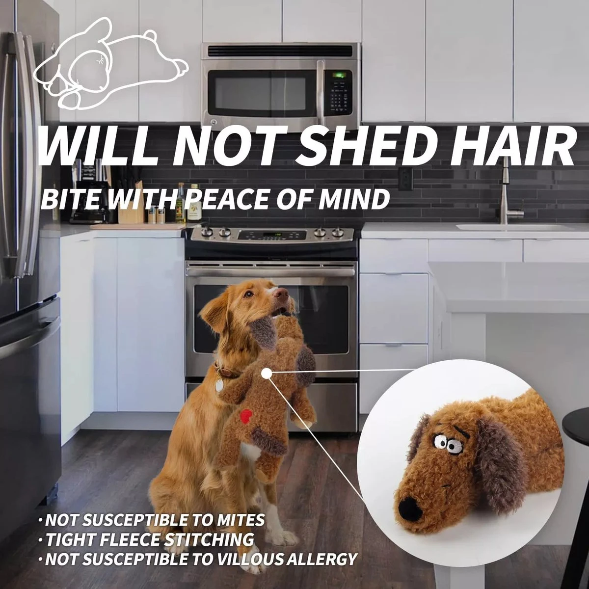 Merkloos Hondenknuffel - Puppyknuffel Met Hartslag - Knuffel Met Hartslag - Antistress Hond - Hondenspeelgoed - Afbeelding 5