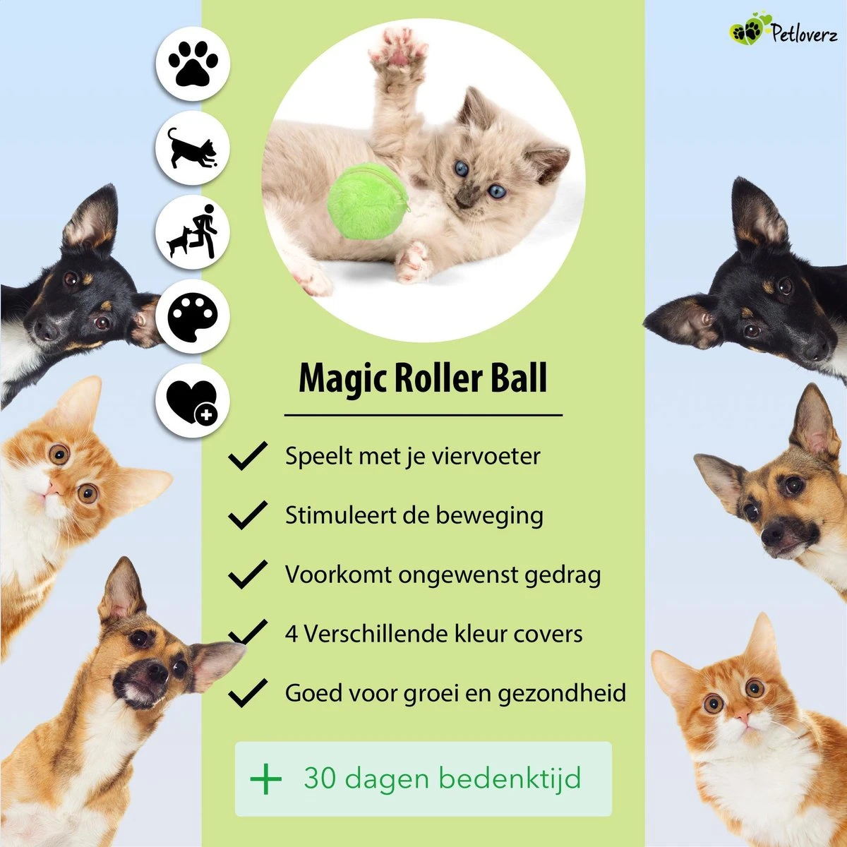 Petloverz Magic Roller Ball – Honden Speelgoed – Premium Automatische Rollende Bal - Afbeelding 7