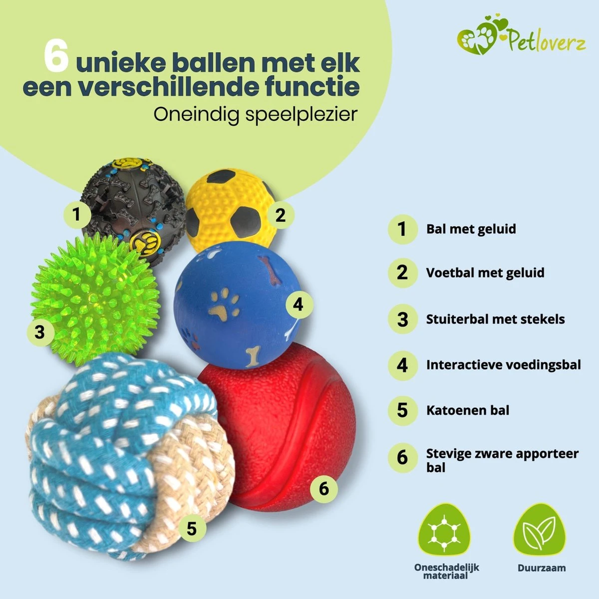 Petloverz Ballen Set - Honden Speelgoed - Intelligentie - Ballen - 6 Stuks - Afbeelding 5