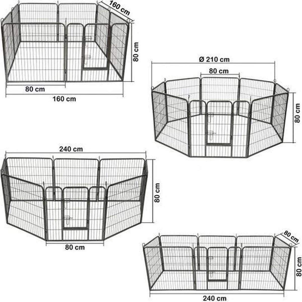 Merkloos Premium Puppyren - 80 Cm Hoog - 640 Cm Omtrek - Hondenren - Hondenhok - Grijs Hamerslag - Afbeelding 2