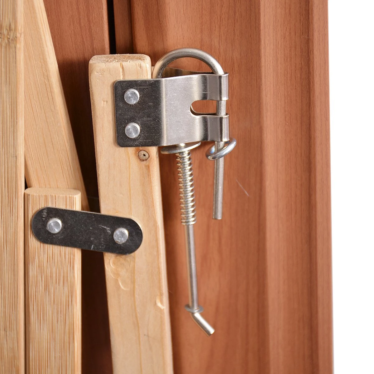 Houten Traphekje Harmonica | Traphekje Hond & Huisdieren | Extra Stevig | Inklapbaar | Met Klembevestiging | Deurhek Accordeon | Deurhekje | Hondenhek | Huisdier Hekje | Traphekje Houten - Afbeelding 3