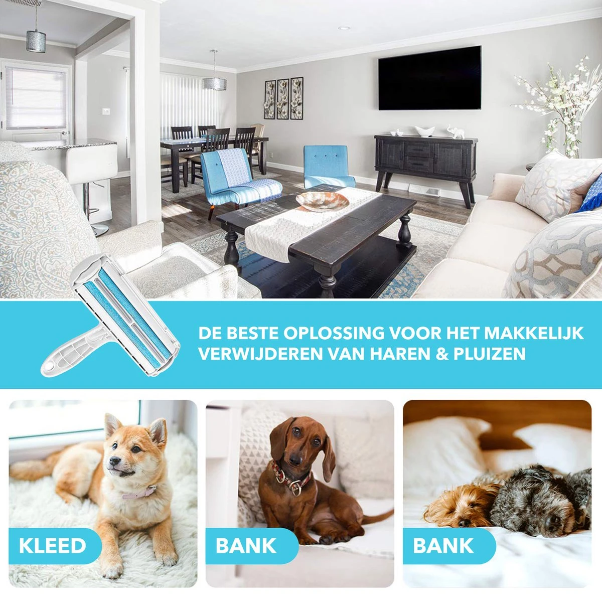 RX Goods Pluizen En Haren Verwijderaar Met Schoonmaakborstel - Kleding Borstel & Roller – Huisdier - Afbeelding 4
