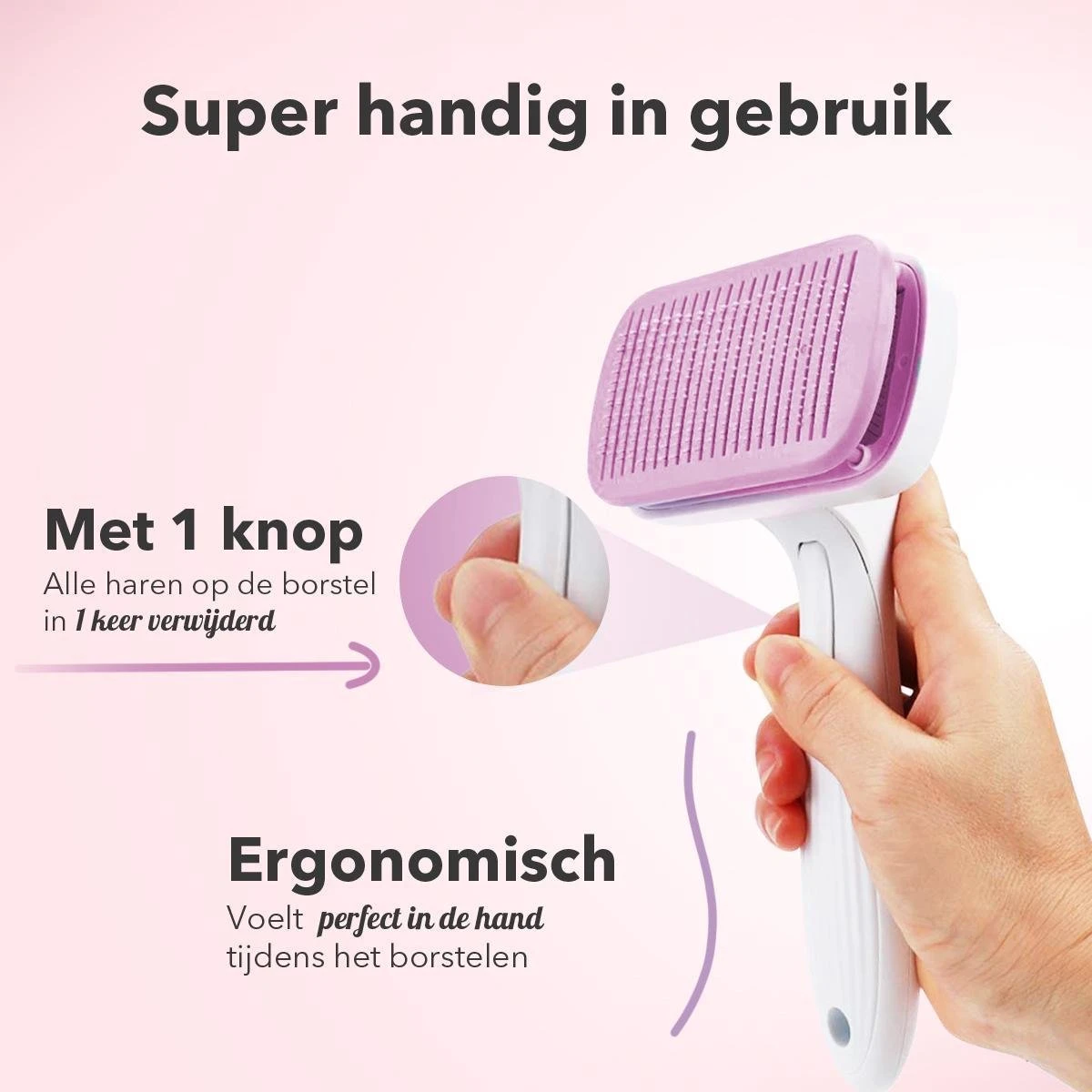 Lubadoo® - Kattenborstel - Hondenborstel - Kattenkam - Kattenhaar - Hondenhaar - Huisdierhaar Verwijderaar - Haarverwijderaar Voor Huisdieren - Langharig - Kortharig - Roze - Afbeelding 2