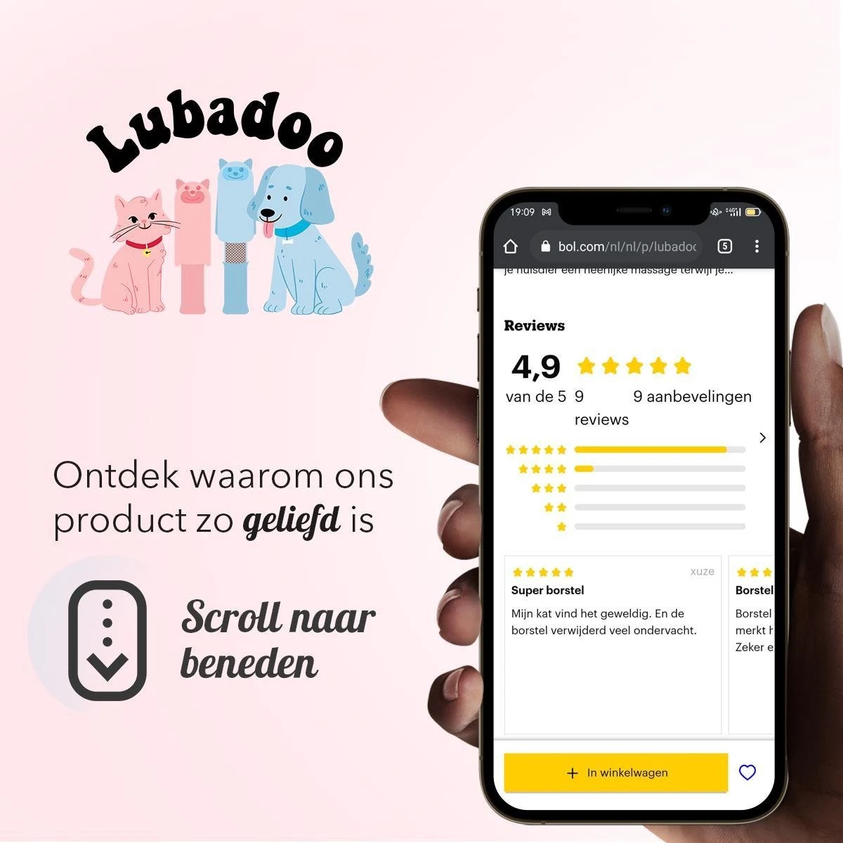 Lubadoo® - Kattenborstel - Hondenborstel - Kattenkam - Kattenhaar - Hondenhaar - Huisdierhaar Verwijderaar - Haarverwijderaar Voor Huisdieren - Langharig - Kortharig - Roze - Afbeelding 6