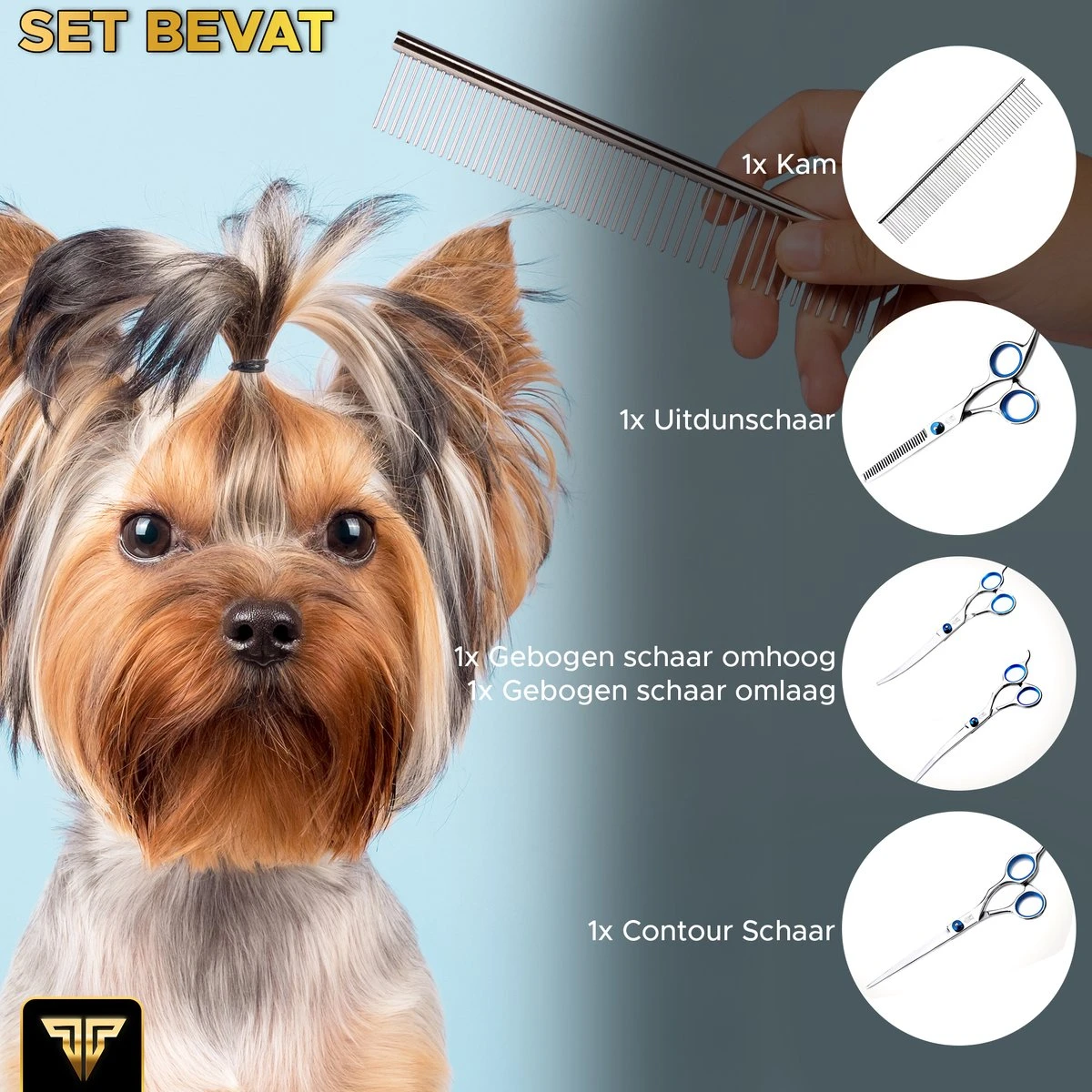 Toivo Schaar Voor Dieren - Zilver - Effileerscharen - Honden Scharenset - Dierenschaar - Set 5 Stuks - Trimscharen - Trimset - Uitdunschaar Hond - Schaar Honden - Afbeelding 6