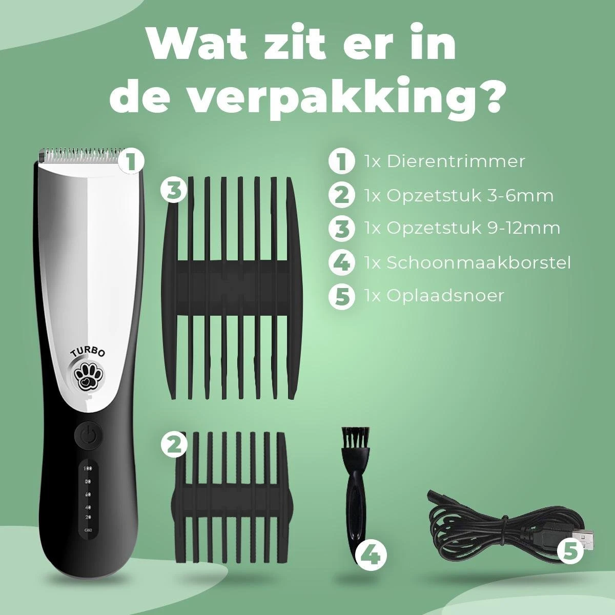 Essential Goods Professionele Hondentondeuse – Hondentrimmer - Draadloos – Opzet Kammen – Dik/Dunne Vacht - Honden/Katten - Zwart/Zilver - Afbeelding 8