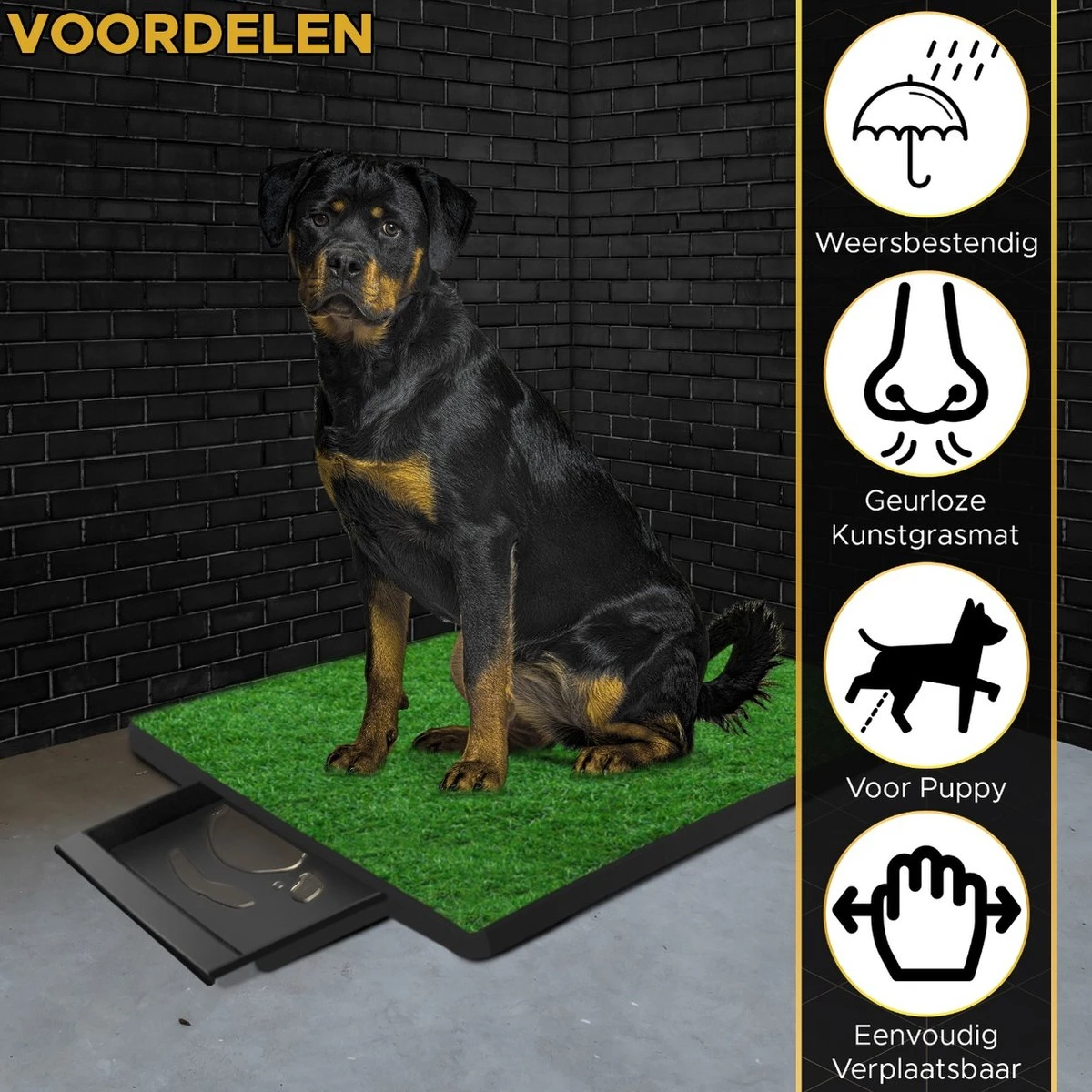 Toivo HondenToilet Kunstgras - Zwart - Geurafstotend - 62 X 49 X 6.6 CM - Honden Wc Outdoor - Zindelijkheidstraining Hond - Puppy Pads - Dierentoilet - Afbeelding 5