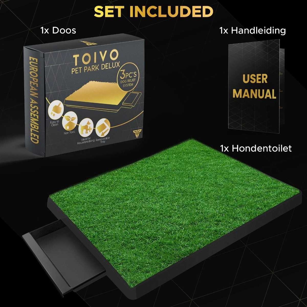 Toivo HondenToilet Kunstgras - Zwart - Geurafstotend - 62 X 49 X 6.6 CM - Honden Wc Outdoor - Zindelijkheidstraining Hond - Puppy Pads - Dierentoilet - Afbeelding 6