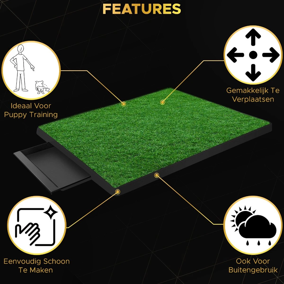 Toivo HondenToilet Kunstgras - Zwart - Geurafstotend - 62 X 49 X 6.6 CM - Honden Wc Outdoor - Zindelijkheidstraining Hond - Puppy Pads - Dierentoilet - Afbeelding 7