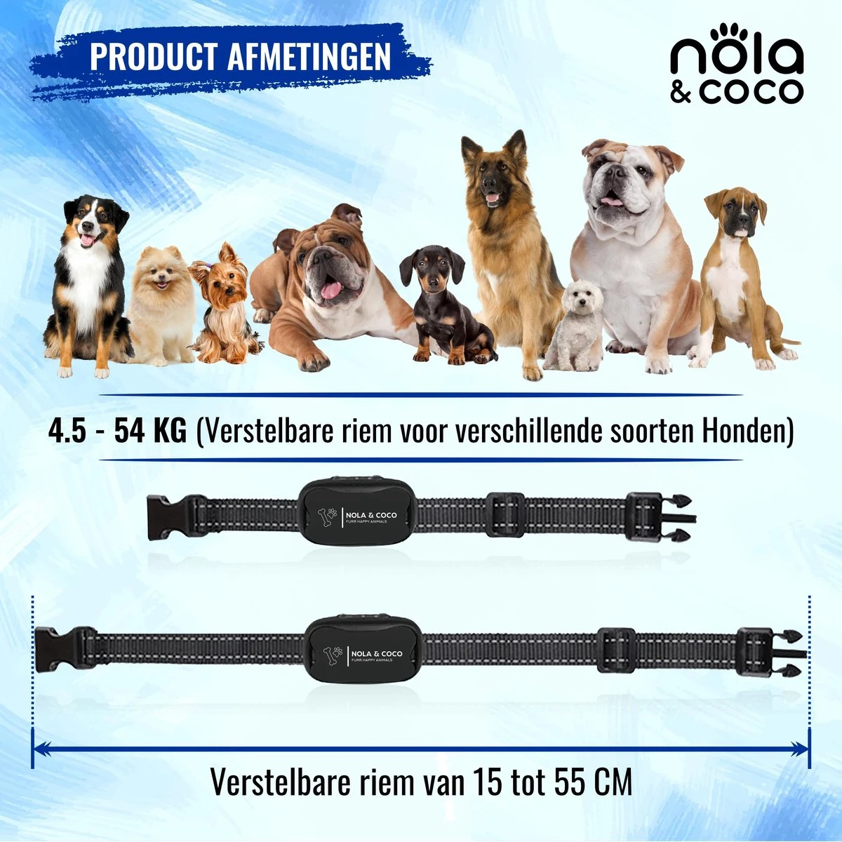Nola & Coco® Oplaadbare Anti Blafband - 4 Kleuren - Zonder Schok - Waterdichte Diervriendelijke Blaf Halsband - Opvoedingshalsband - Voor Grote En Kleine Honden - Lichte Vibratie En Geluid - 3 Tot 60kg - Afbeelding 3