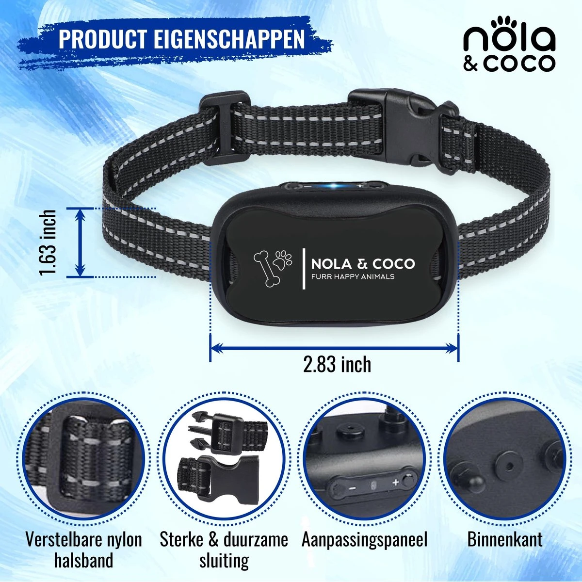 Nola & Coco® Oplaadbare Anti Blafband - 4 Kleuren - Zonder Schok - Waterdichte Diervriendelijke Blaf Halsband - Opvoedingshalsband - Voor Grote En Kleine Honden - Lichte Vibratie En Geluid - 3 Tot 60kg - Afbeelding 7