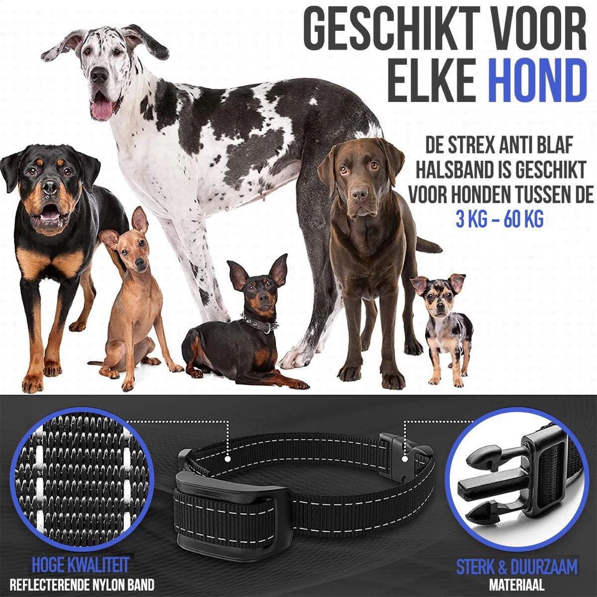 STARMAN Anti Blafband Voor Honden - 3-60KG - Diervriendelijk - Zonder Schok - Vibratie En Audio - Anti Blaf Band - Afbeelding 4