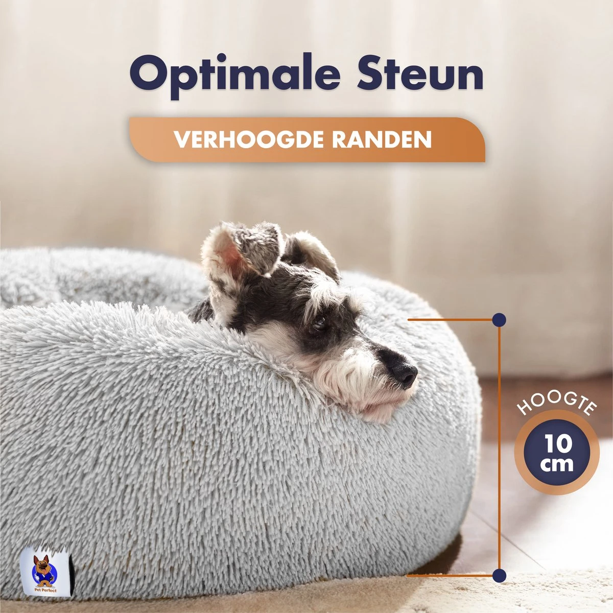 Pet Perfect Donut Hondenmand XXL - 100cm - Fluffy Hondenkussen - Hondenbed - Créme/Bruin - Afbeelding 3