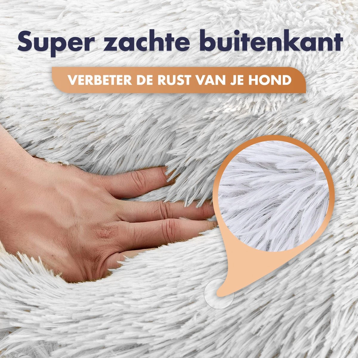 Pet Perfect Donut Hondenmand XXL - 100cm - Fluffy Hondenkussen - Hondenbed - Créme/Bruin - Afbeelding 4