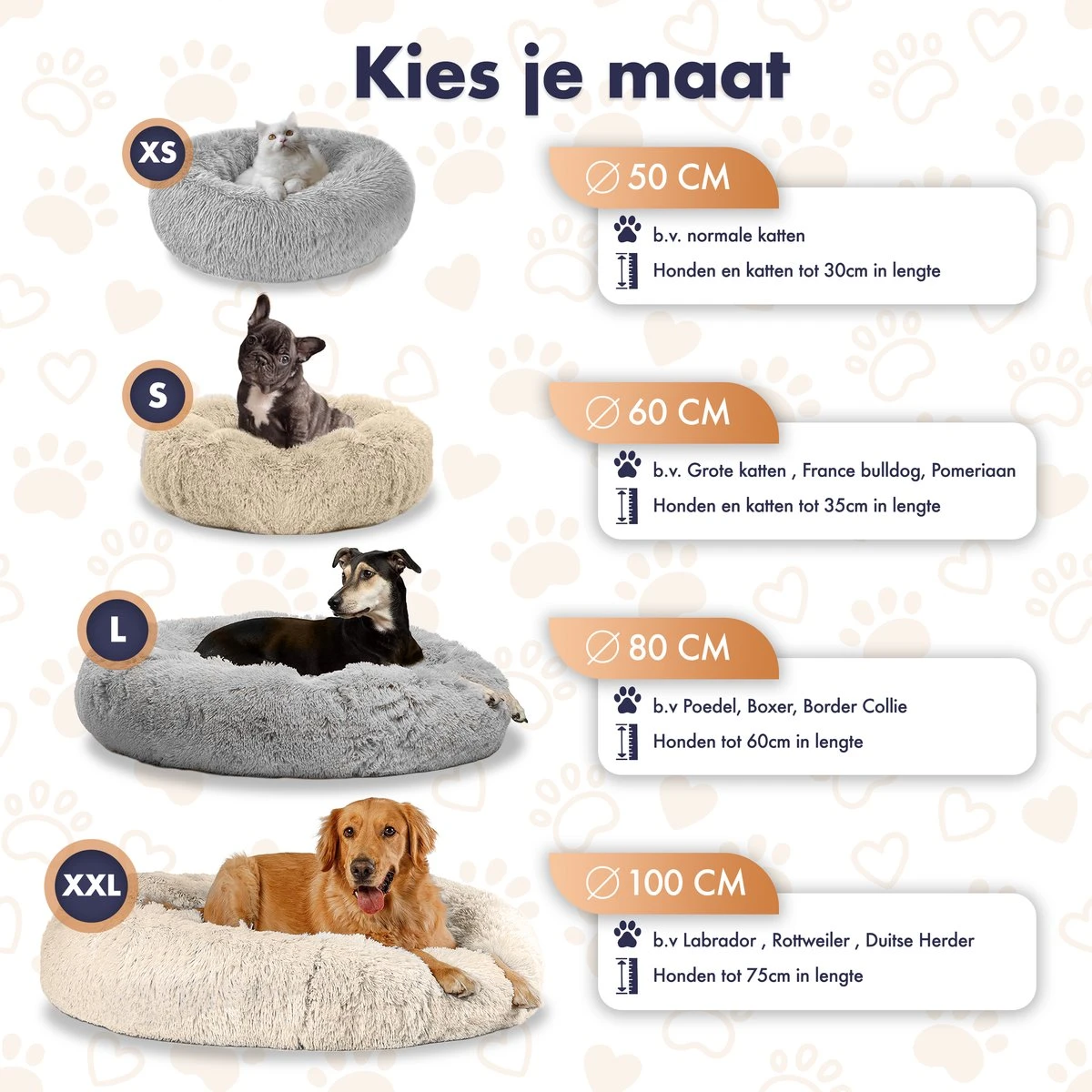 Pet Perfect Donut Hondenmand XXL - 100cm - Fluffy Hondenkussen - Hondenbed - Créme/Bruin - Afbeelding 8