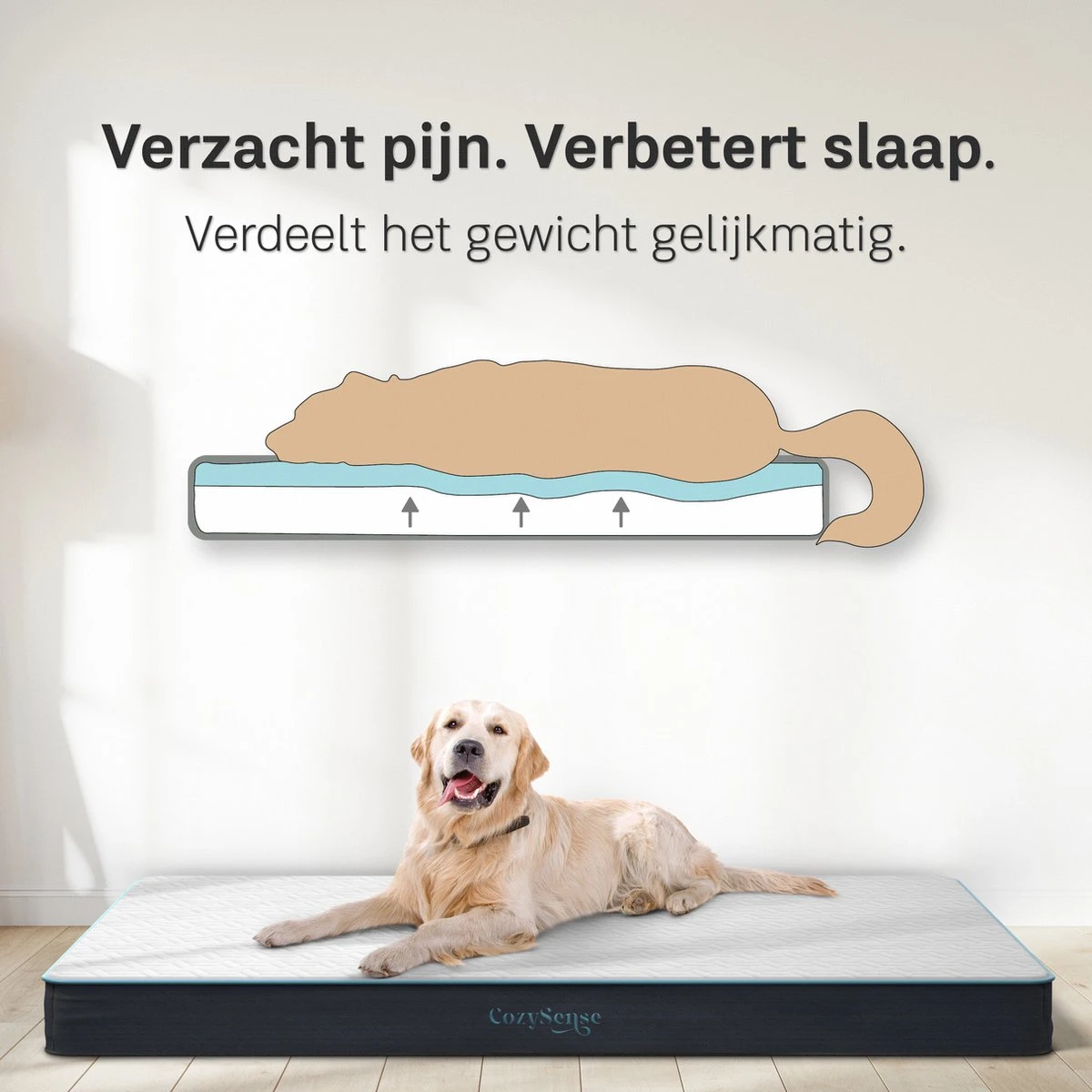 CozySense® - Orthopedisch Hondenkussen - Hondenkussen 90 X 55 Cm - Ook Geschikt Als Benchkussen & Hondenbed - Hondenkussen Bank - Traagschuim - Waterdicht - Wasbare Hoes - Maat L - Afbeelding 3