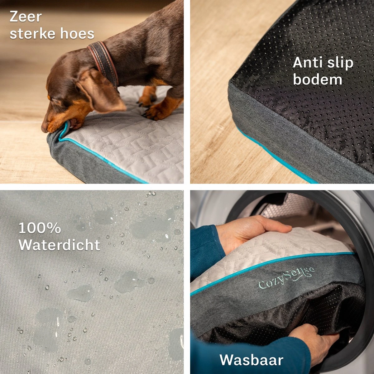 CozySense® - Orthopedisch Hondenkussen - Hondenkussen 60 X 40 Cm - Ook Geschikt Als Benchkussen & Hondenbed - Hondenkussen Bank - Traagschuim - Waterdicht - Wasbare Hoes - Maat S - Afbeelding 7