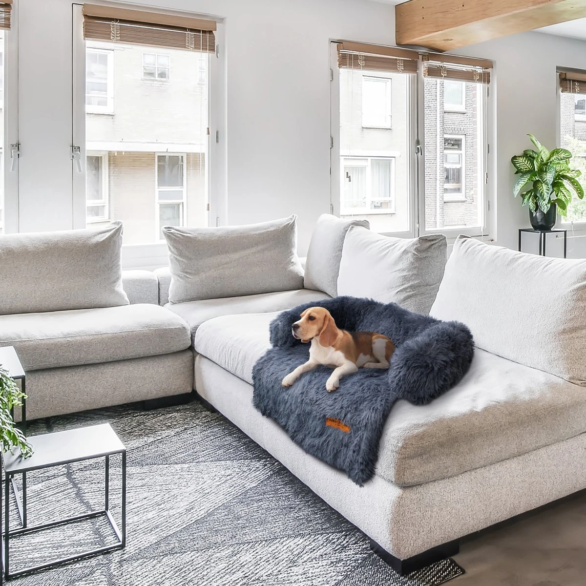 Origineel Hondendeken Voor Bank– Hondenkleed Fluffy – Pluche Hondenbed - Hondenmand Premium - Volledig Afritsbaar - Afbeelding 2